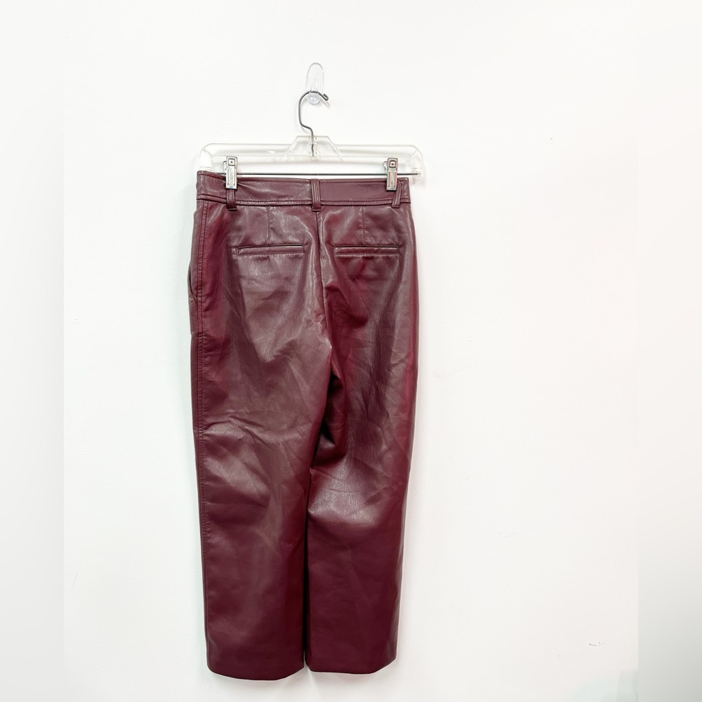 Aritzia Babaton Command Crop Vegan Leather Pants Sz 0 Wine Color - Picture 9 of 10